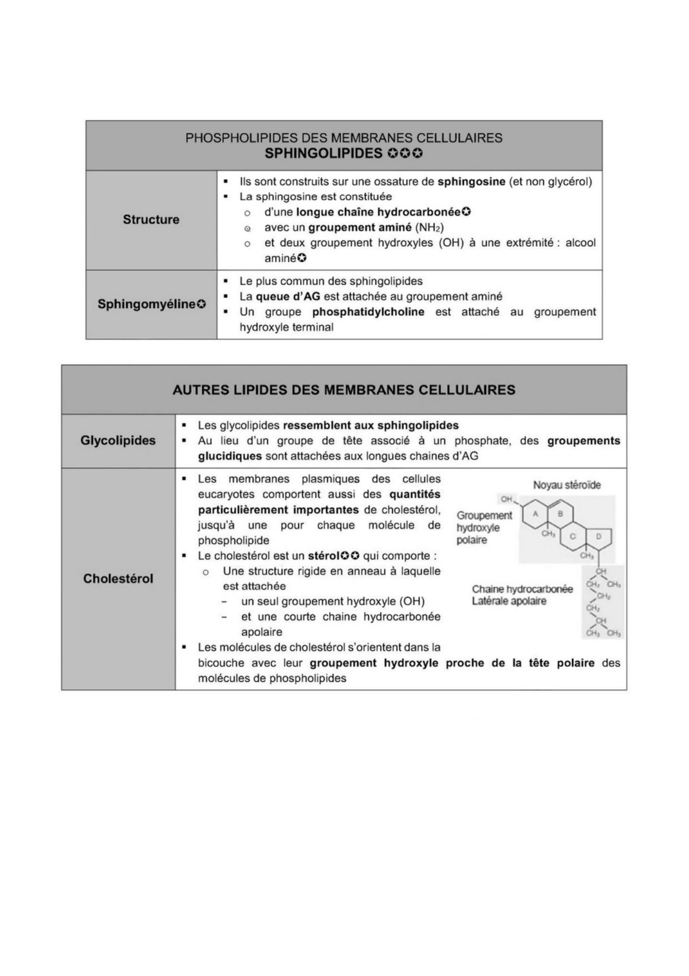 Composition des membranes cellulaires plasmique et endomembranes — page 7